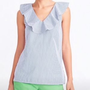 JCrew Sleeveless Blue Seersucker Blouse Size 10